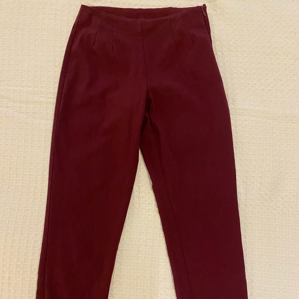 Burgundy Crop Dress Slacks